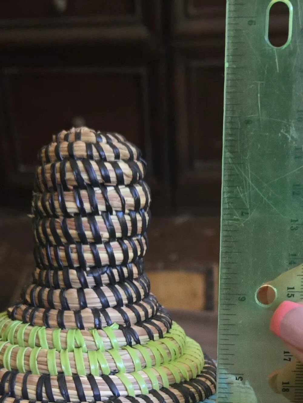 Handwoven Blue & Green Decorative Lidded Basket -Handmade